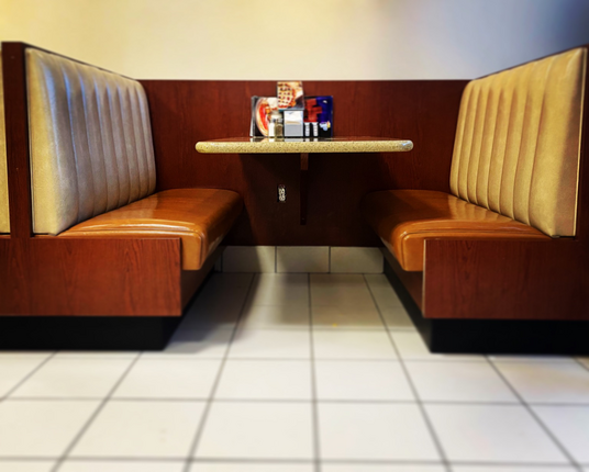 Empty booth in a diner