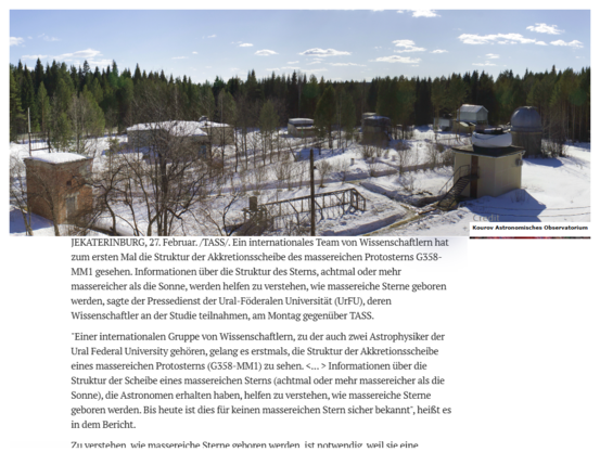 Bildbeschreibung
A
Selfie
via Homepage Screenshot
Astronomische Sternwarte Kourov / Kourow
Credit Universität im Ural dort
B
Was haben Astronomen zu erzählen