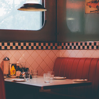 Booth in a diner. 