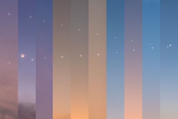 Photo sequence of the Jupiter-Venus conjunction.