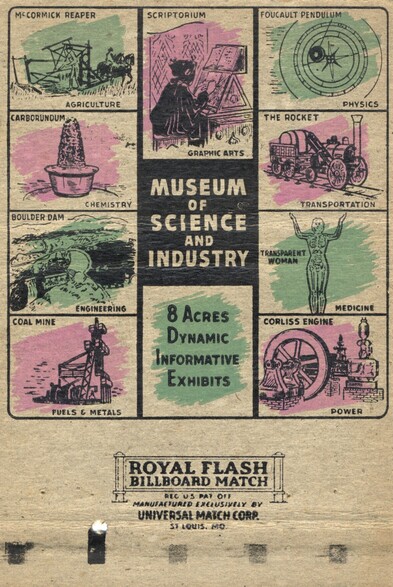 40-strike matchbook
Royal Flash Billboard Match showing science exhibits