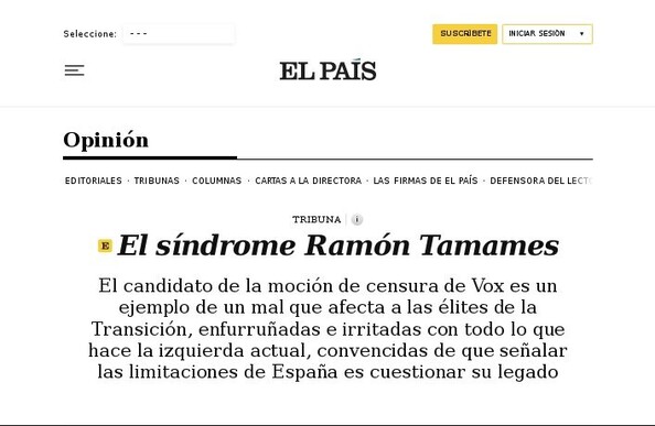El síndrome Ramón Tamames
Titulares El País 2023 Mar.09