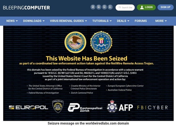 Netwire domain seized as trojan exposé
Headlines Bleeping Computer 2023 March.10