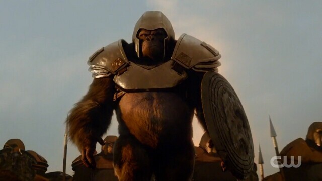 Telepathic, intelligent Gorilla Grodd and his army attacking Central City (The Flash)