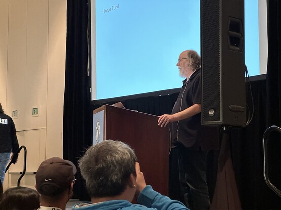 Ken Thompson, cocreator of UNIX and C, about to start his keynote speech. 