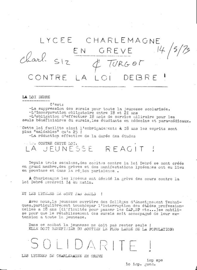 1973 et la Loi Debré dans les lycées : fragments mémoriels