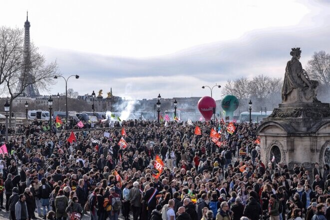 Place de la Concorde, à Paris, jeudi 16 mars. © Photo Thomas Samson / AFP