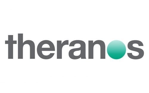 Firmenlogo der Firma Theranos. Im Prinzip der Schriftzug, bei dem das O durch einen grünen Kreis ersetzt ist.