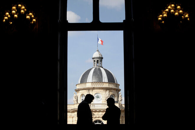 Dans la salle des pas perdus du Sénat à Paris. © Photo Sébastien Calvet / Mediapart