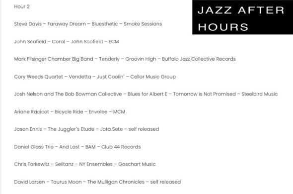 Playlist 2nd hour PRX "Jazz After Hours" from March 18th, 2023