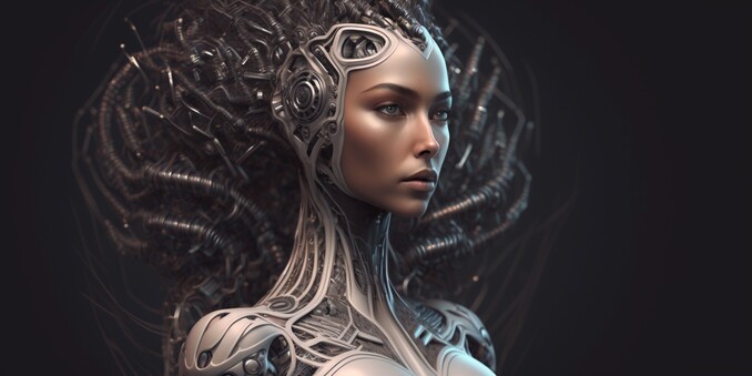 Beautiful humanoid AI, female