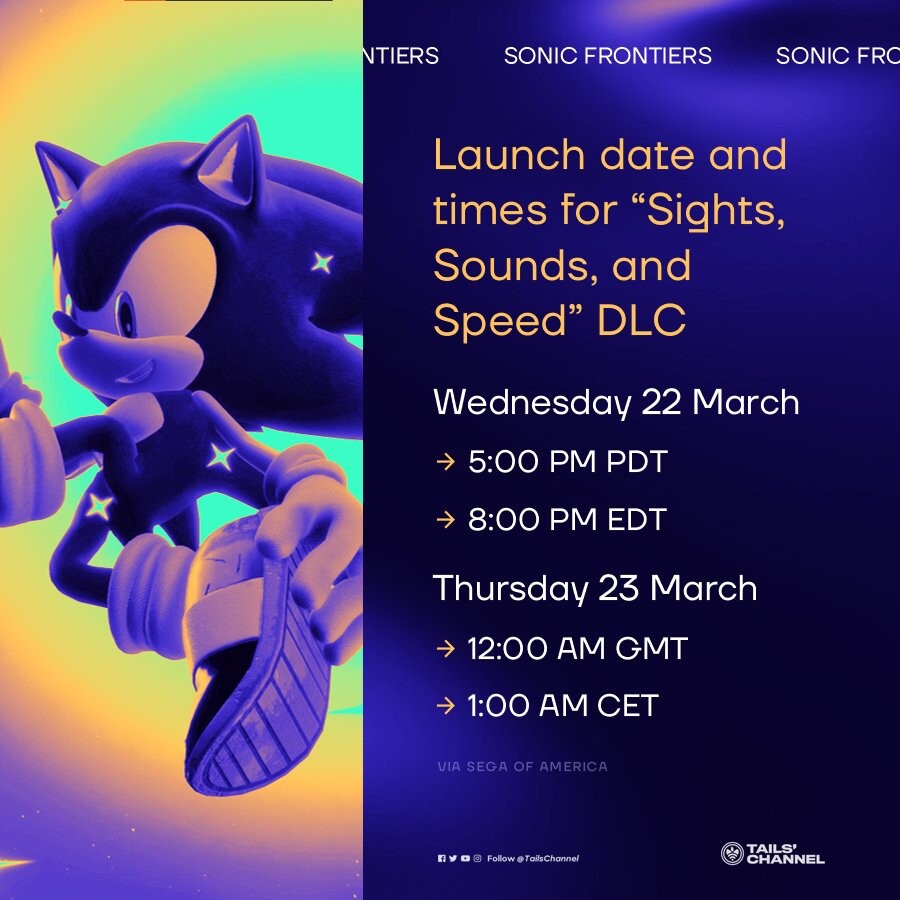 Sonic Frontiers DLC 1 - 'Sights, Sounds & Speed' - Coming March 22