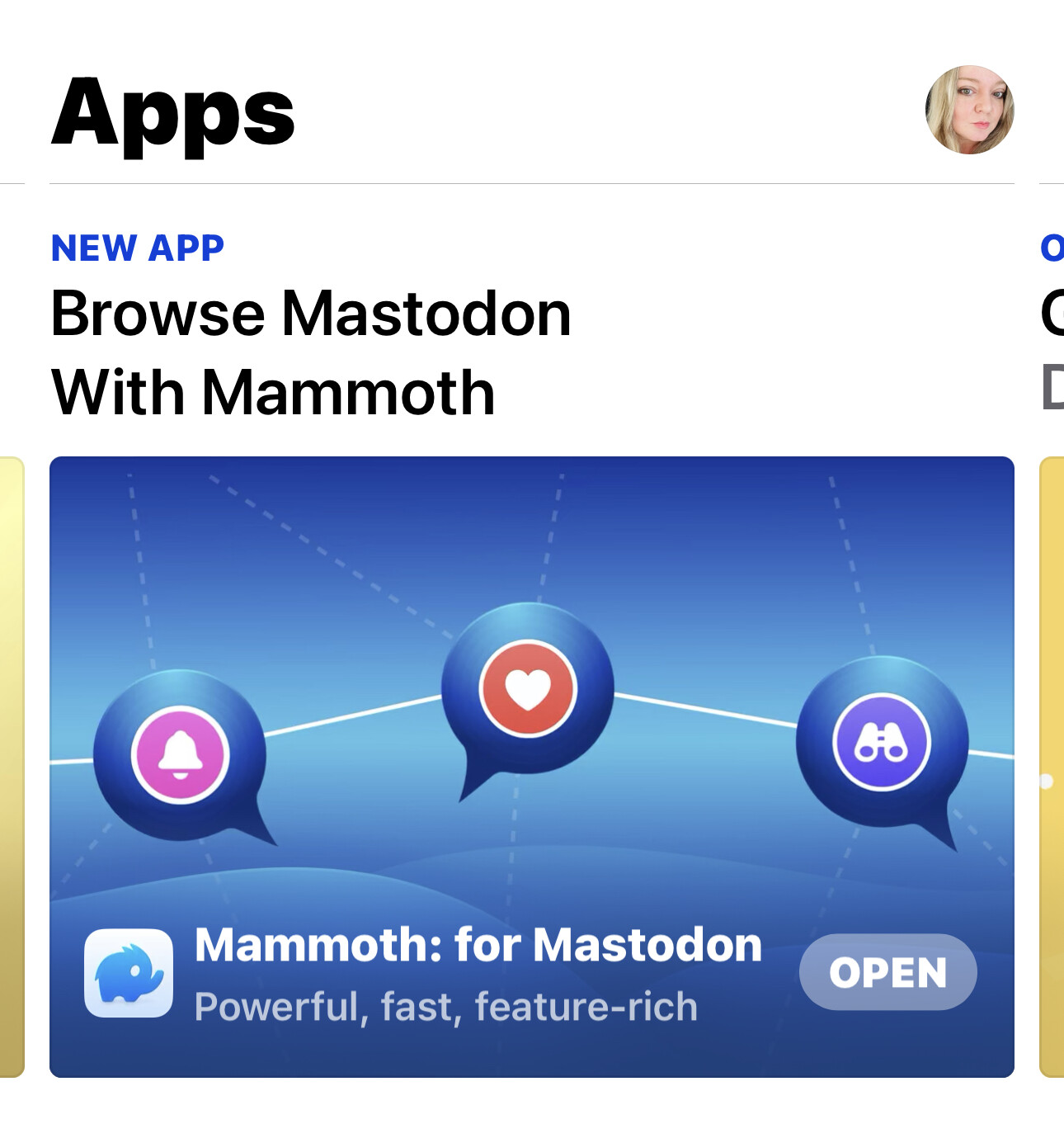 A Mastodon app is featured on the App Store 