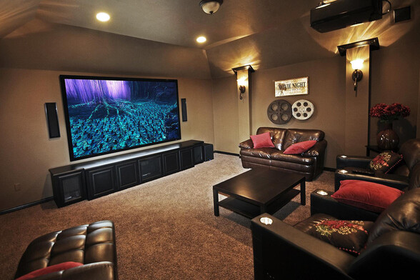 Custom home cinema designed by Grand Central wiring in Greenville, SC.