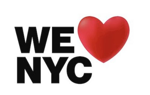 A terrible new logo for New York City featuring the phrase "We NYC" with an off the shelf, 3d shaded heart emoji next to it.