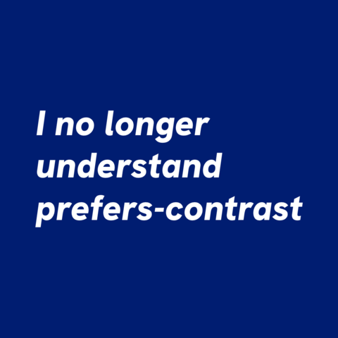 White text on blue background:
 I no longer understand prefers-contrast 