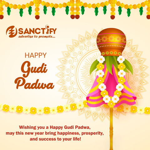 Happy Gudi Padwa from Sanctify - Digital Marketing Agency in Goa! Wishing you all a prosperous and joyful new year filled with success and happiness. May this festive occasion bring new beginnings and renewed hope. 🪁🌅🎉 #GudiPadwa #Sanctify #DigitalMarketing #Goa