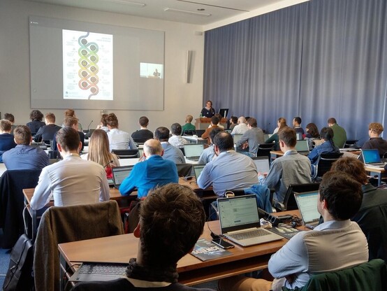 Michaela Rossini welcoming participants at the openmod workshop