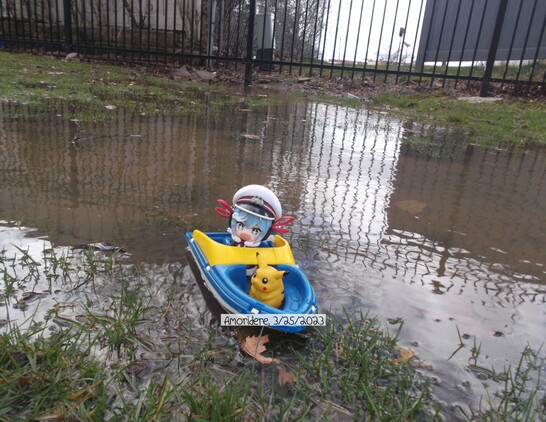 A fun fact is that the wind making ripples in the puddle actually made the boat move. It was fun up until a certain point where the boat capsized. 