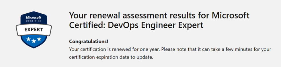 Microsoft DevOps Engineer Expert exam renewal badge