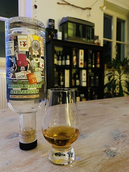 Empty bottle upside down. 