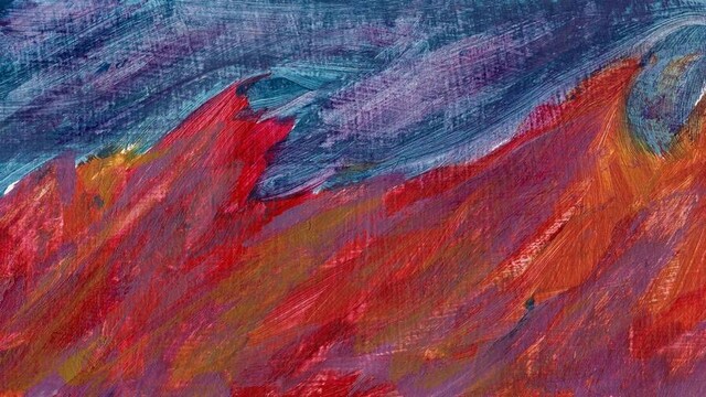 Abstract painting, possibly of fire and sky.