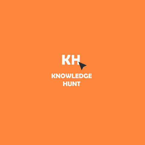 White Knowledgehunt  logo in orange background.