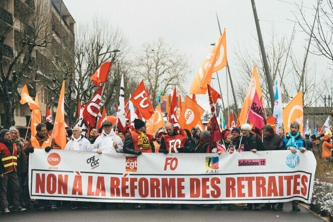 Manifestation contre la réforme des retraites à Rodez, le 19 janvier 2023. © Photo Tourneret F / ANDBZ / ABACA