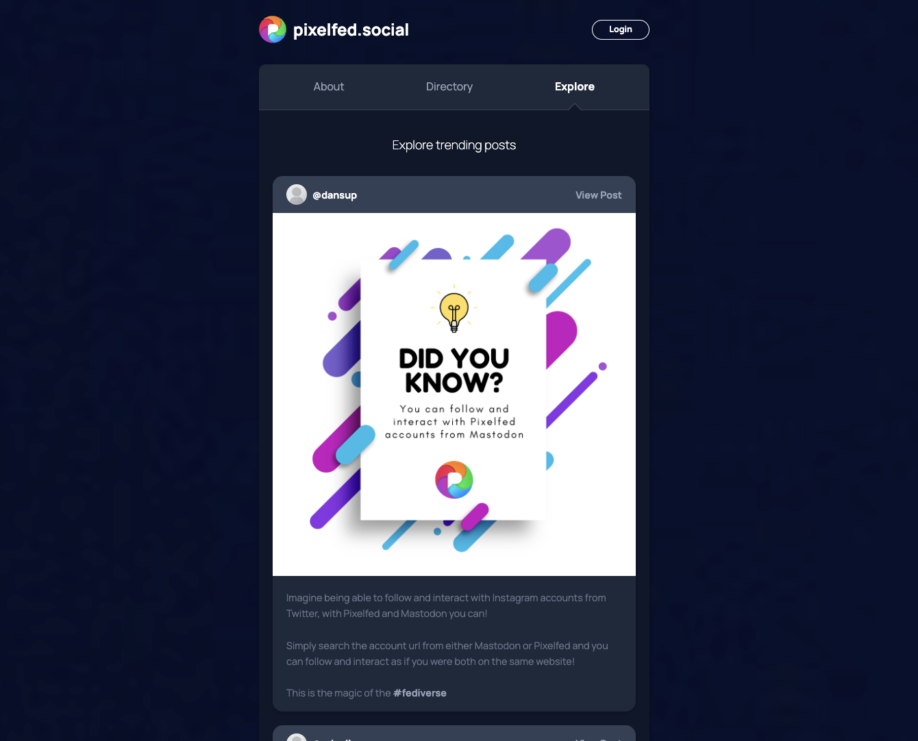 New pixelfed landing page design