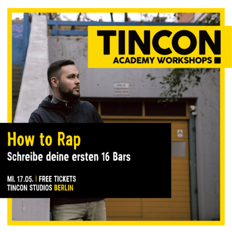 How to Rap: Schreibe deine ersten 16 Bars - TINCON Academy Workshop mit PTK am 17.5.23 von 16:00 - 19:00 Uhr in den TINCON Studios, Berlin.