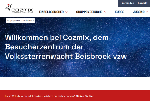 Screenshot April 2023
Sternwarte und Planetarium Brügge
Belgien
COZMIX