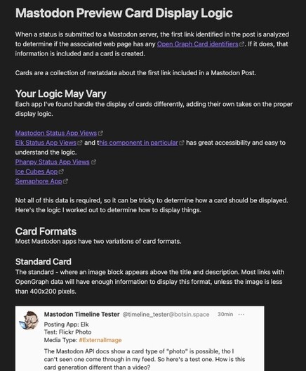 A preview of my upcoming blog post about Mastodon Link Preview cards.
