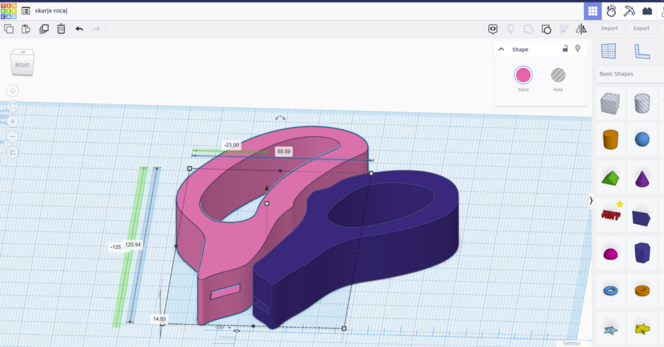 scissor handles in tinkercad