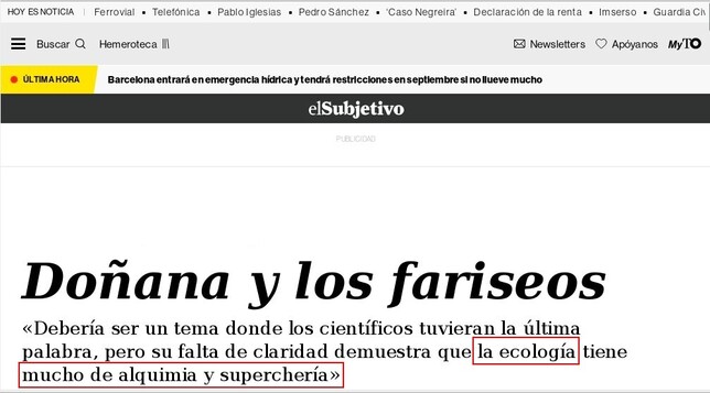 Doñana y los fariseos
Titulares The Objetive 2023 Apr.17