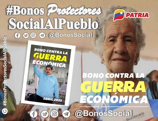 Bonos Protectores Social Al Pueblo
@BonosSocial

🚨 #ÚLTIMAHORA: Inicia la entrega del #BonoContraLaGuerraEconómica (abril 2023) a través del Sistema
@CarnetDLaPatria
enviado por nuestro Pdte.
@NicolasMaduro
para los pensionados del #IVSS y #AmorMayor.

✅ Monto en Bs. 365,00

@BonosSocial

#JuegosDeportivosALBA