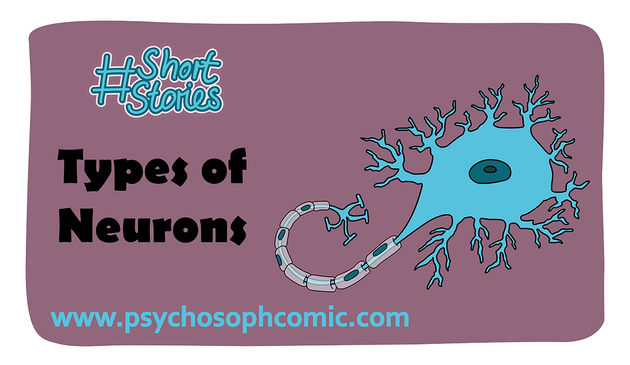 psychoSoph comic thumbnail for the first short story: "Types of neurons". Shows a multipolar neuron.   
www.psychoSophComic.com