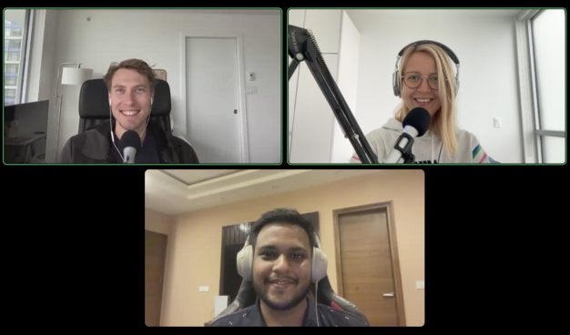 Screenshot of chat with Kai, Rudrank, and me