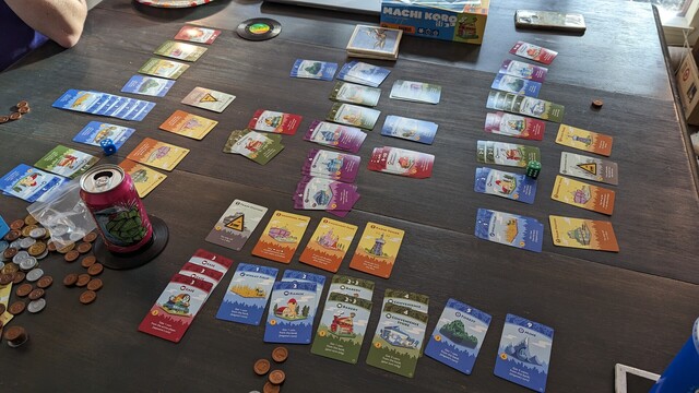 Final view showing that on my turn I can build my final landmark and the player on my right got the 4 he needed to win.