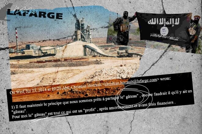 La multinationale, les terroristes et la grenouille : les secrets de la chute de Lafarge en Syrie © Photo illustration Sébastien Calvet /Mediapart avec Sipa