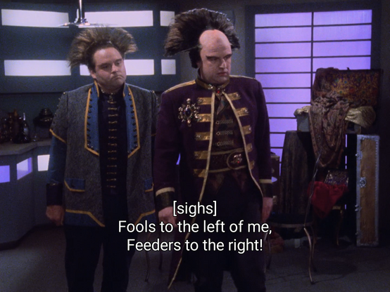 Londo, exasperated, sighs and says, "Fools to the left of me, Feeders to the right!"
