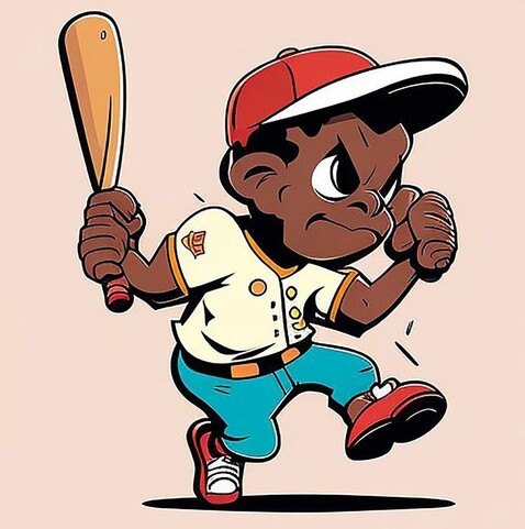 Beautiful painting, abstract, detailed, shadows, baseball player in batting stance