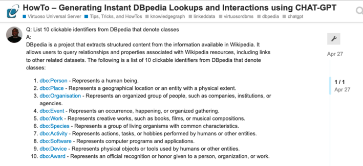 Leveraging DBpedia for powerful data access using ChatGPT