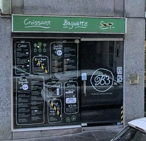 Shop front of B3 Cafe at 353 Little Collins Street