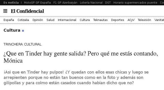 Tinder
Columna de opinión El Confidencial 2023 abr.29