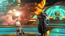 GIF of Ratchet and Clank from the PS5 game Ratchet and Clank embracing one another