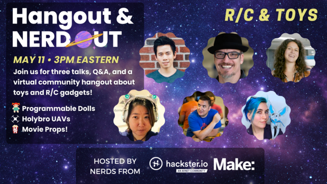 Hangout & Nerdout promotional graphic showing hosts ishotjr, Alex Glow, Jinger Zeng and guests Ben Eadie, Eliza Kosoy, and Vincent Poon against a star-filled galactic backdrop