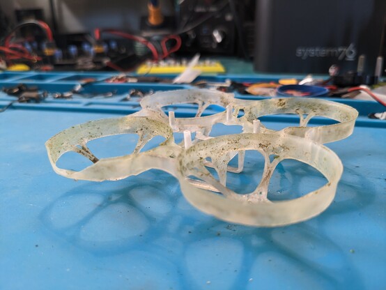 dirty and broken tinywhoop frame