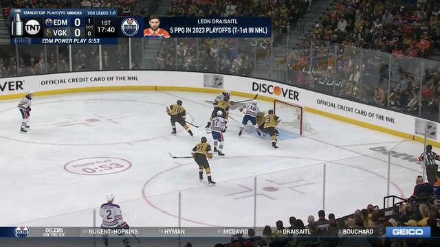 Leon Draisaitl with the wrist shot goes through Laurent Brossoit and Oilers takes 1-0 lead. 