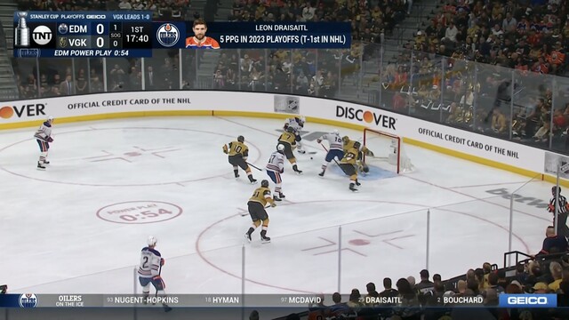 Leon Draisaitl with the wrist shot goes through Laurent Brossoit and Oilers takes 1-0 lead. 