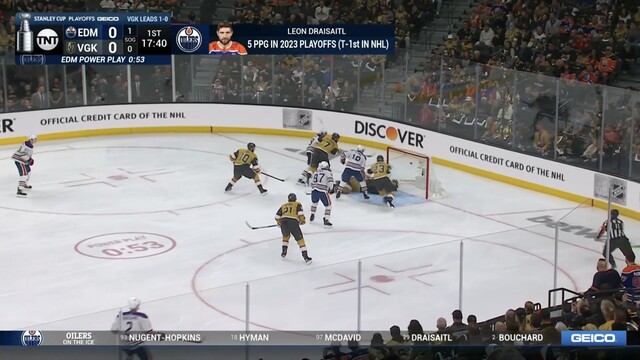 Leon Draisaitl with the wrist shot goes through Laurent Brossoit and Oilers takes 1-0 lead. 